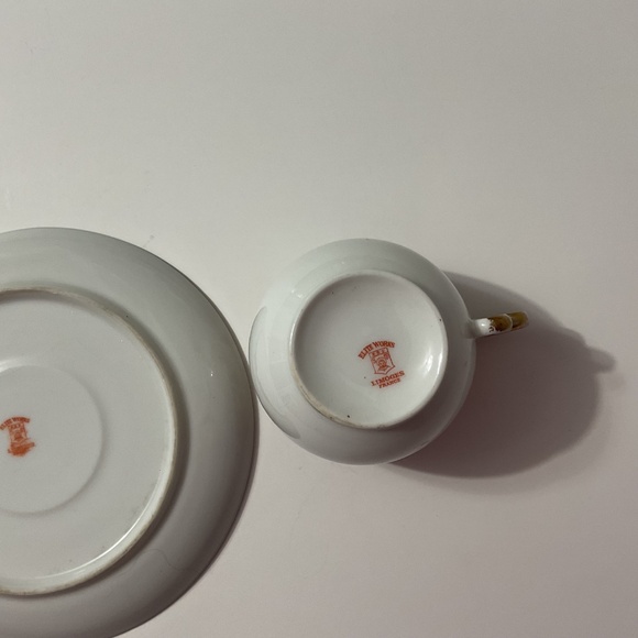 VTG French Limoges by Elite Works Pattern Pink Lavender Floral Teacup Saucer - Picture 9 of 9